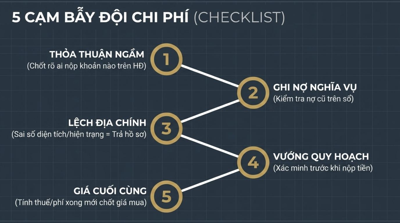 CHI PHÍ SANG TÊN SỔ ĐỎ 2026: 4 KHOẢN BẮT BUỘC PHẢI NỘP KHI NHẬN CHUYỂN NHƯỢNG ĐẤT