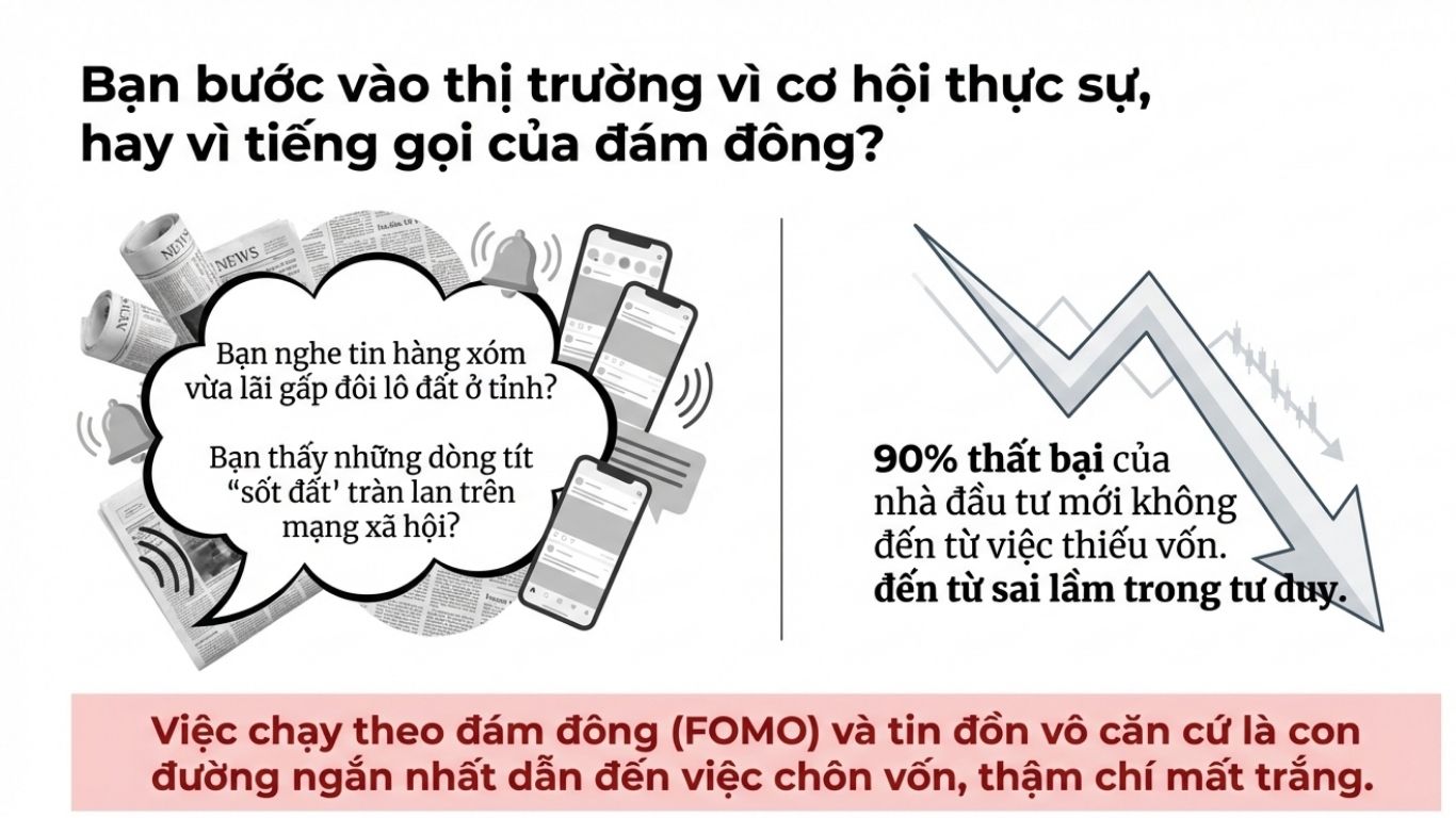 SAI LẦM TƯ DUY KINH ĐIỂN: FOMO VÀ TIN ĐỒN TRONG ĐẦU TƯ BẤT ĐỘNG SẢN