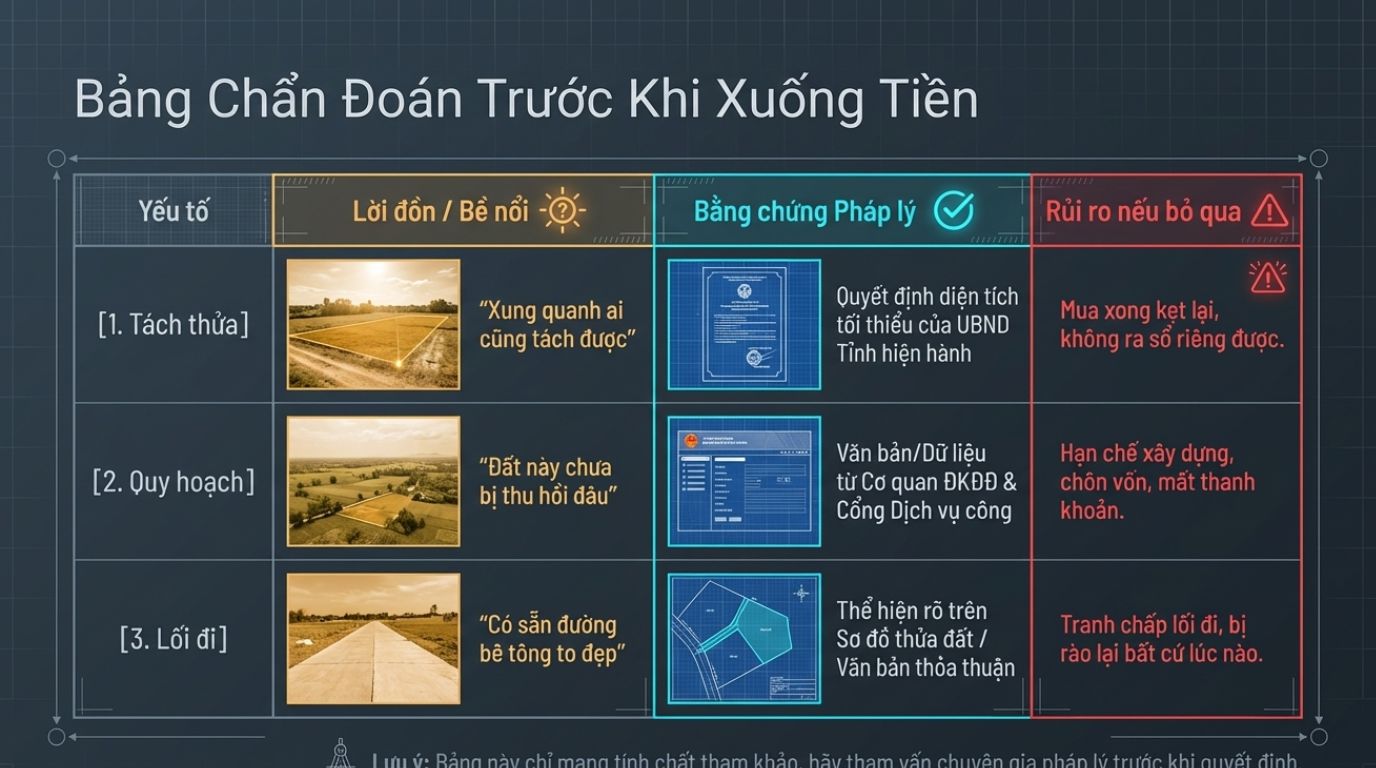 MUA ĐẤT CẦN KIỂM TRA GÌ? 3 BƯỚC XEM QUY HOẠCH, TÁCH THỬA VÀ LỐI ĐI HỢP PHÁP MUA ĐẤT CẦN KIỂM TRA GÌ? 3 BƯỚC XEM QUY HOẠCH, TÁCH THỬA VÀ LỐI ĐI HỢP PHÁP